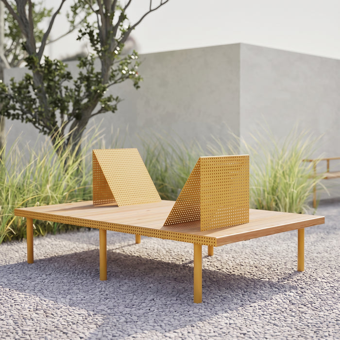 Gewerbefabrik Sitzbank Trostberg Outdoor Bank Parkbank Holz Gelb RAL 1028 Park