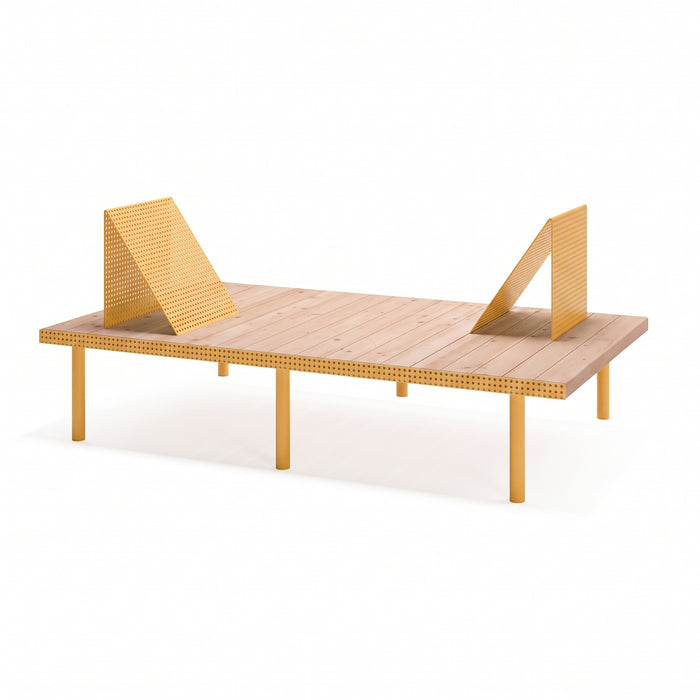 Gewerbefabrik Sitzbank Trostberg Outdoor Bank Parkbank Holz Gelb RAL 1028