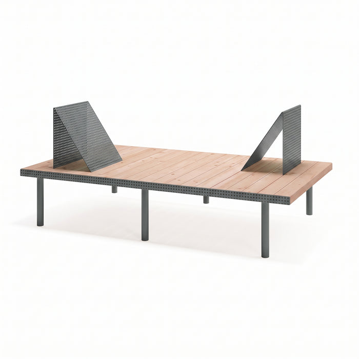 Gewerbefabrik Sitzbank Trostberg Outdoor Bank Parkbank Holz Grau RAL 7011