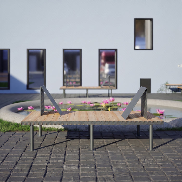 Gewerbefabrik Sitzbank Trostberg Outdoor Bank Parkbank Holz Grau RAL 7011 Stadt