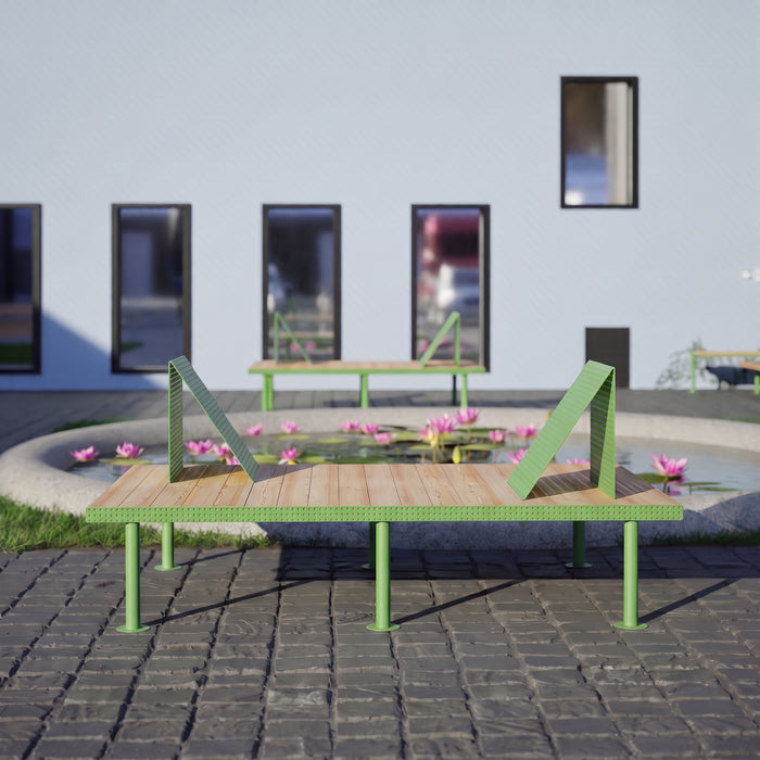 Gewerbefabrik Sitzbank Trostberg Outdoor Bank Parkbank Holz Grün RAL 6018 Stadt