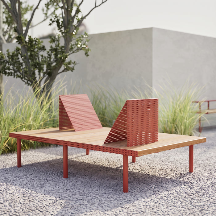 Gewerbefabrik Sitzbank Trostberg Outdoor Bank Parkbank Holz Rot RAL 3001 Park