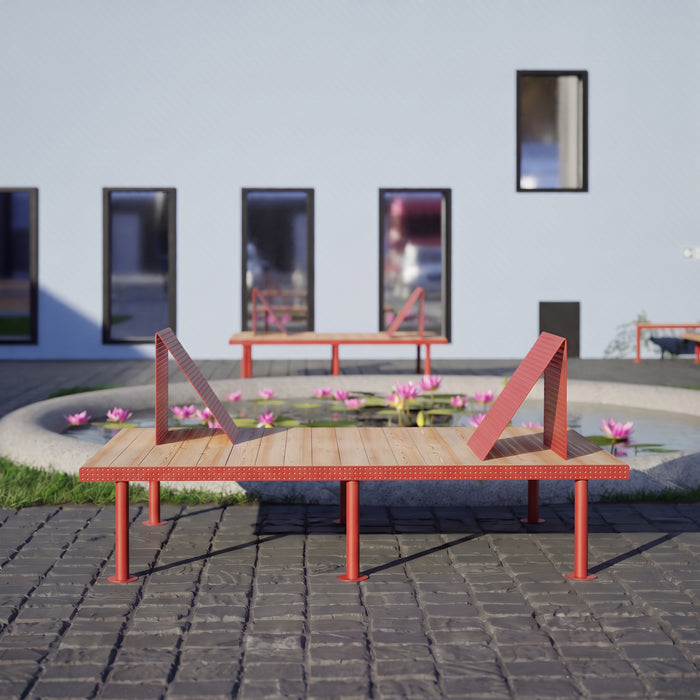Gewerbefabrik Sitzbank Trostberg Outdoor Bank Parkbank Holz Rot RAL 3001 Stadt