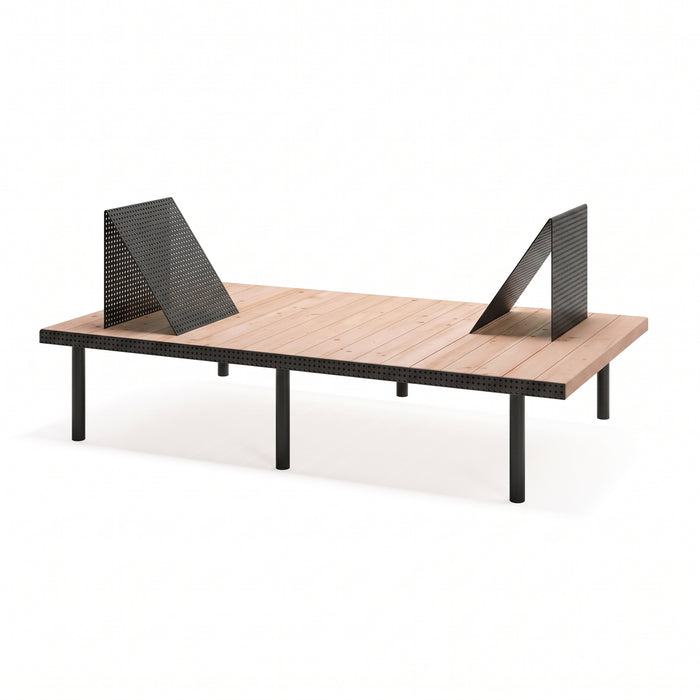 Gewerbefabrik Sitzbank Trostberg Outdoor Bank Parkbank Holz Schwarz RAL 9017