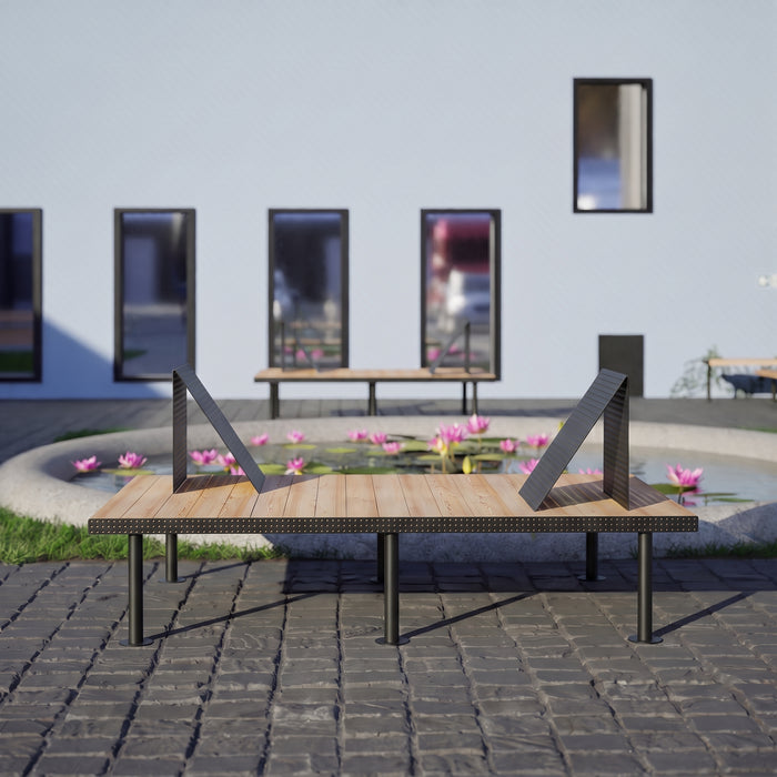 Gewerbefabrik Sitzbank Trostberg Outdoor Bank Parkbank Holz Schwarz RAL 9017 Stadt
