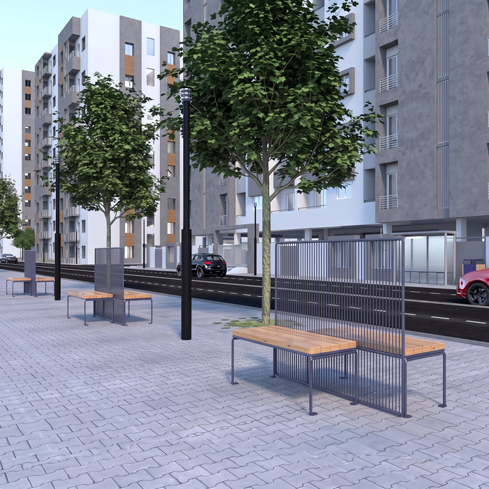Gewerbefabrik Sitzbank Vilshofen Outdoor Bank Parkbank Holz Grau RAL 7011 Park