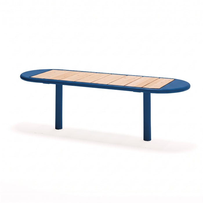 Gewerbefabrik Sitzbank Walsdorf Outdoor Bank Parkbank Holz Blau RAL 5005