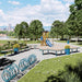Gewerbefabrik Sitzbank Walsdorf Outdoor Bank Parkbank Holz Blau RAL 5005 Stadt