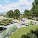 Gewerbefabrik Sitzbank Walsdorf Outdoor Bank Parkbank Holz Grün RAL 6018 Stadt