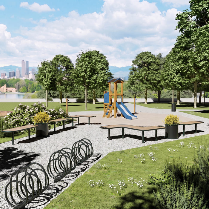 Gewerbefabrik Sitzbank Walsdorf Outdoor Bank Parkbank Holz Schwarz RAL 9017 Stadt
