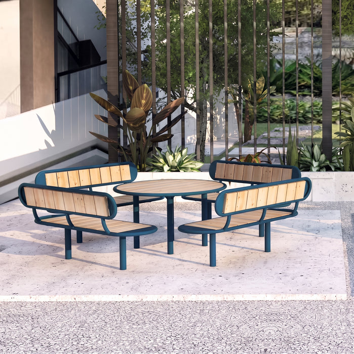 Gewerbefabrik Sitzbank Walsleben Outdoor Bank Parkbank Holz Blau RAL 5005 Park