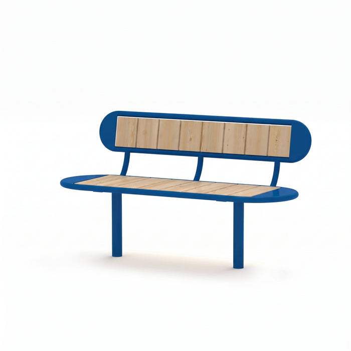 Gewerbefabrik Sitzbank Walsleben Outdoor Bank Parkbank Holz Blau RAL 5005