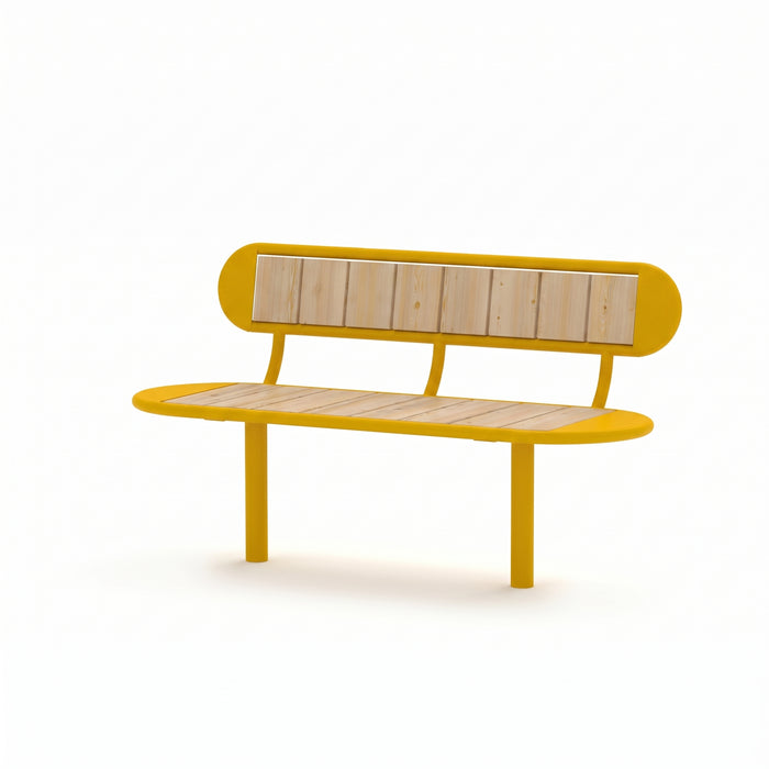 Gewerbefabrik Sitzbank Walsleben Outdoor Bank Parkbank Holz Gelb RAL 1028