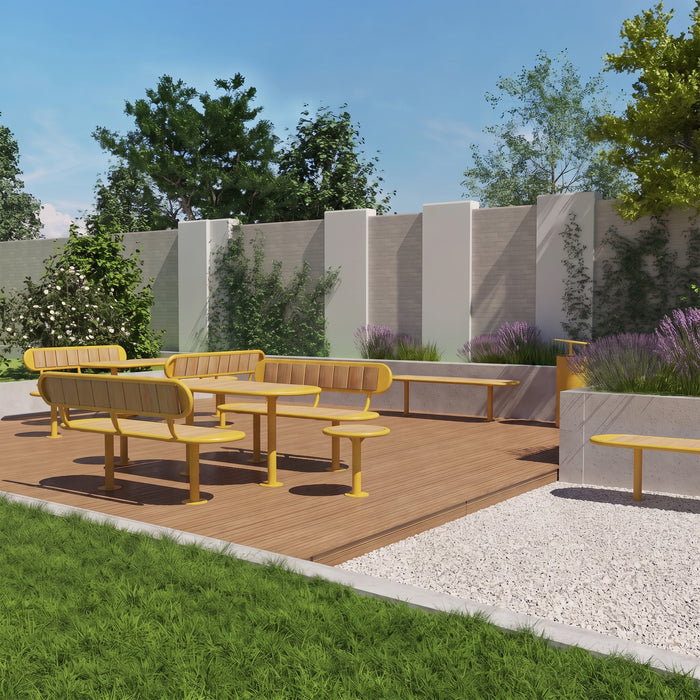 Gewerbefabrik Sitzbank Walsleben Outdoor Bank Parkbank Holz Gelb RAL 1028 Stadt