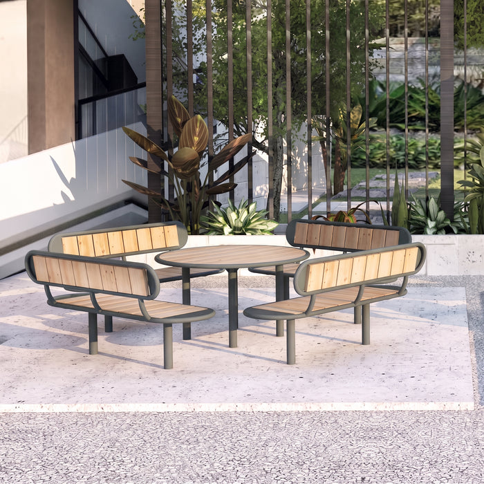 Gewerbefabrik Sitzbank Walsleben Outdoor Bank Parkbank Holz Grau RAL 7011 Park