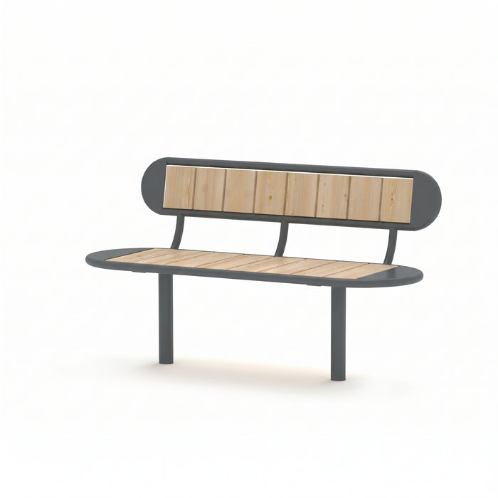 Gewerbefabrik Sitzbank Walsleben Outdoor Bank Parkbank Holz Grau RAL 7011