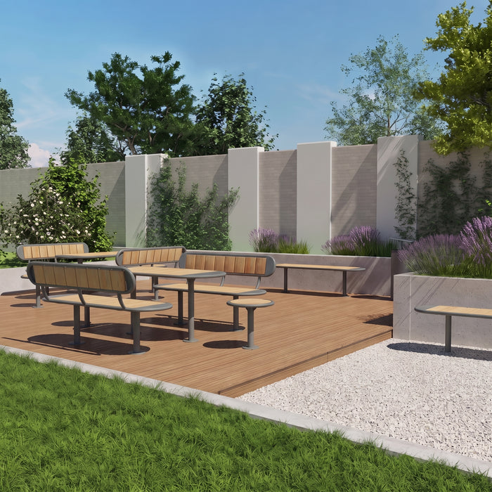 Gewerbefabrik Sitzbank Walsleben Outdoor Bank Parkbank Holz Grau RAL 7011 Stadt
