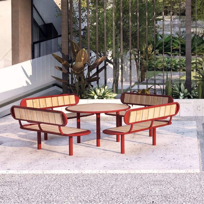 Gewerbefabrik Sitzbank Walsleben Outdoor Bank Parkbank Holz Rot RAL 3001 Park