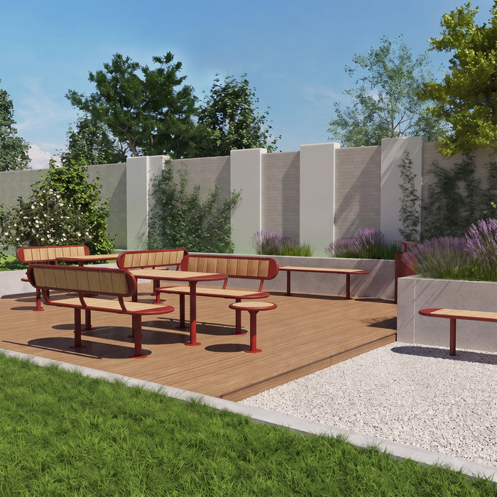 Gewerbefabrik Sitzbank Walsleben Outdoor Bank Parkbank Holz Rot RAL 3001 Stadt