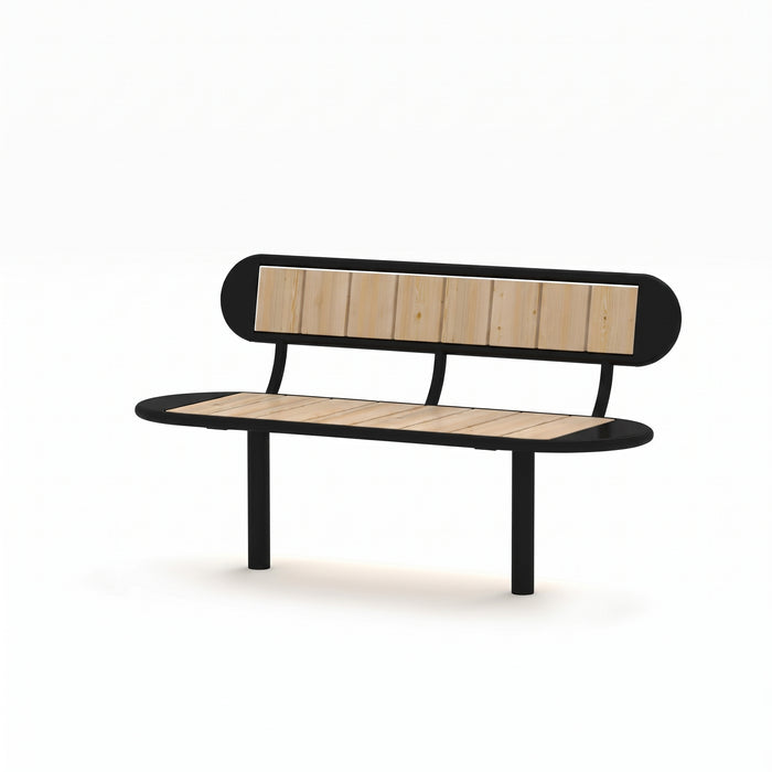 Gewerbefabrik Sitzbank Walsleben Outdoor Bank Parkbank Holz Schwarz RAL 9017