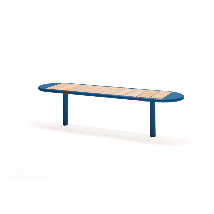 Gewerbefabrik Sitzbank Walsrode Outdoor Bank Parkbank Holz Blau RAL 5005