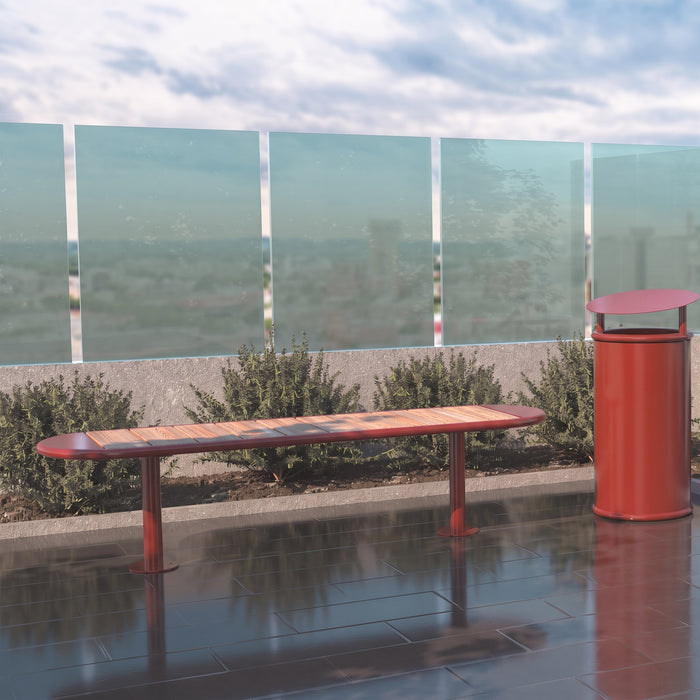 Gewerbefabrik Sitzbank Walsrode Outdoor Bank Parkbank Holz Rot RAL 3001 Park