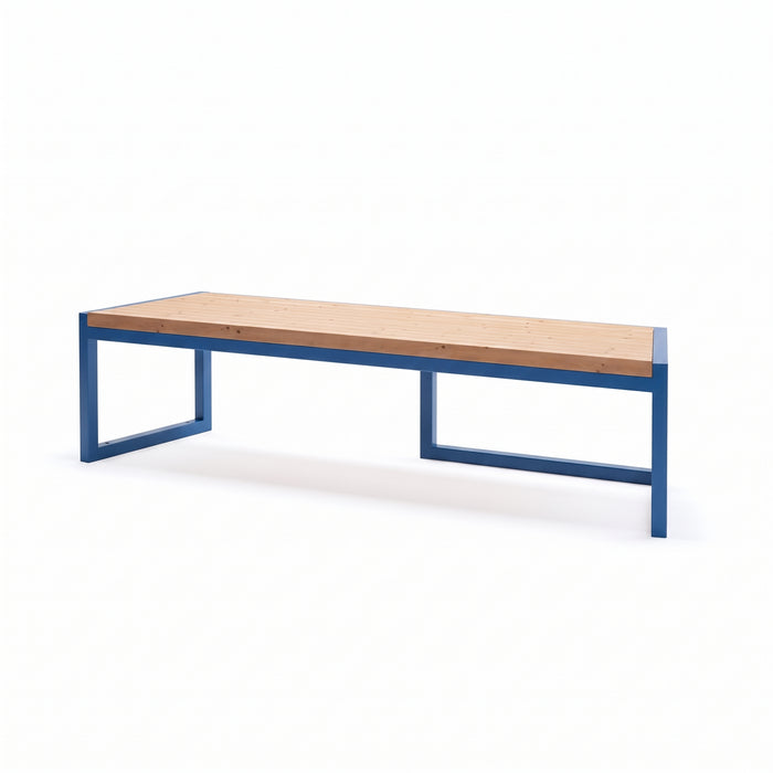 Gewerbefabrik Sitzbank Wernau Outdoor Bank Parkbank Holz Blau RAL 5005