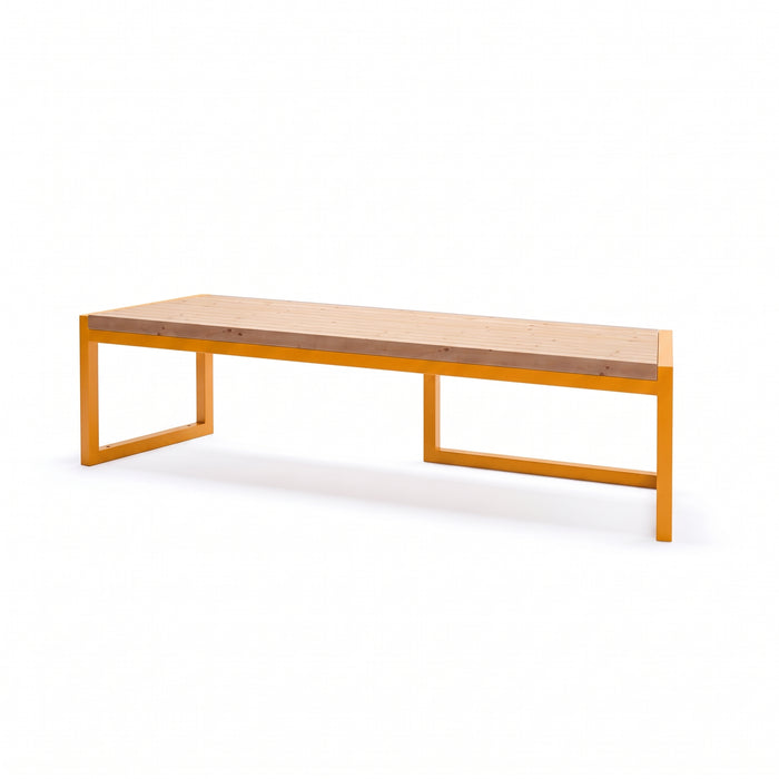 Gewerbefabrik Sitzbank Wernau Outdoor Bank Parkbank Holz Gelb RAL 1028