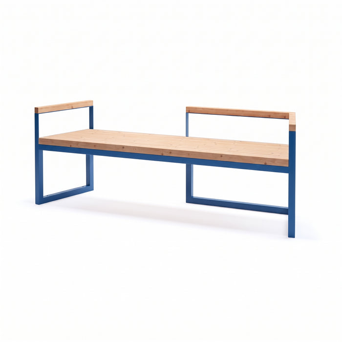 Gewerbefabrik Sitzbank Wernberg Outdoor Bank Parkbank Holz Blau RAL 5005