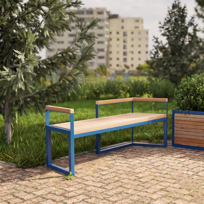 Gewerbefabrik Sitzbank Wernberg Outdoor Bank Parkbank Holz Blau RAL 5005 Stadt