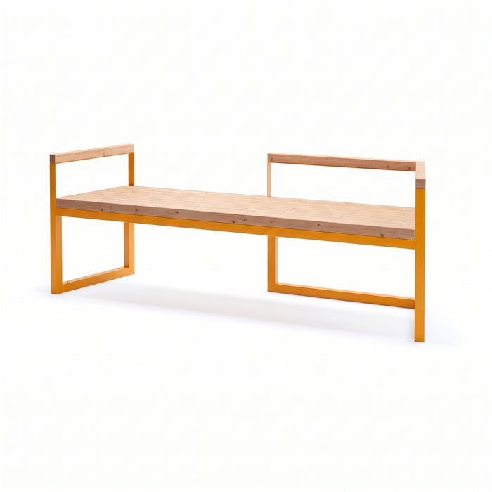 Gewerbefabrik Sitzbank Wernberg Outdoor Bank Parkbank Holz Gelb RAL 1028