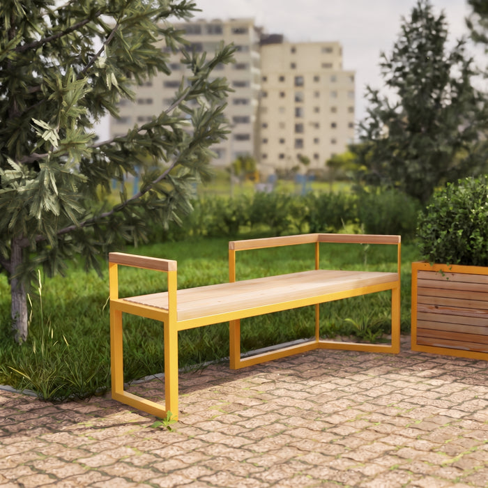 Gewerbefabrik Sitzbank Wernberg Outdoor Bank Parkbank Holz Gelb RAL 1028 Stadt