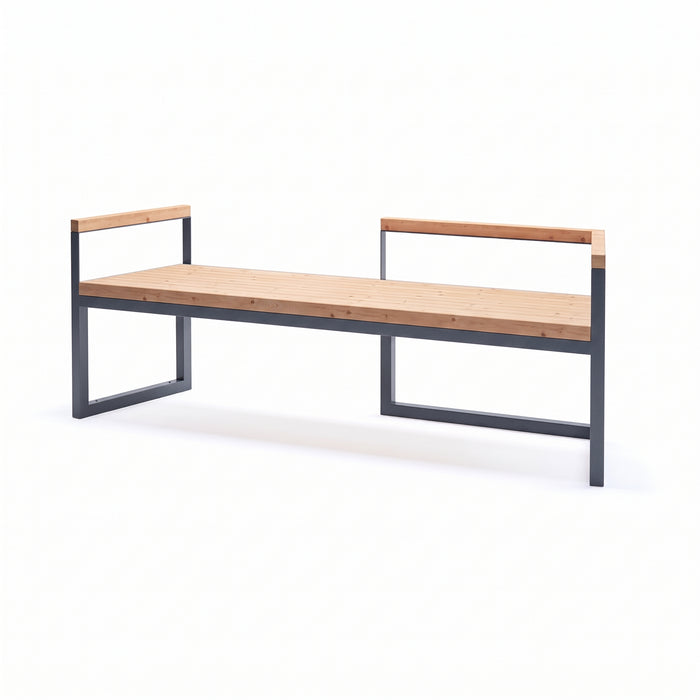 Gewerbefabrik Sitzbank Wernberg Outdoor Bank Parkbank Holz Grau RAL 7011