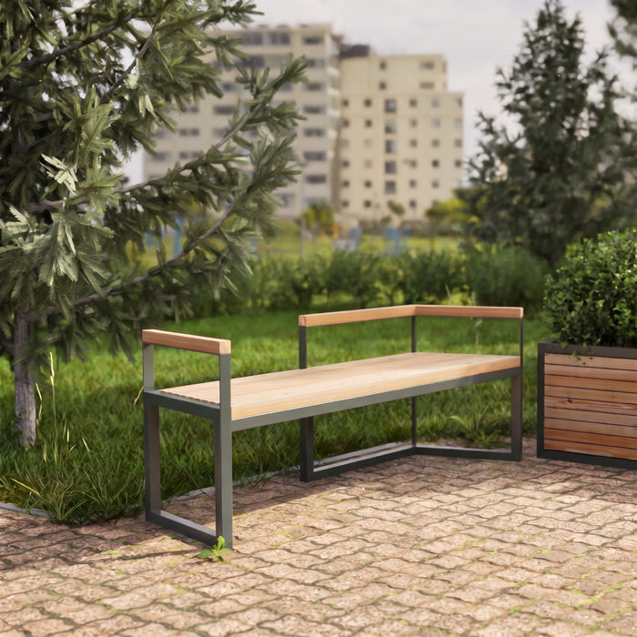 Gewerbefabrik Sitzbank Wernberg Outdoor Bank Parkbank Holz Grau RAL 7011 Stadt