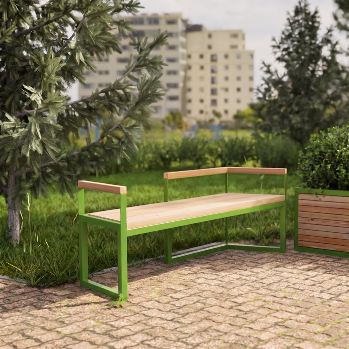 Gewerbefabrik Sitzbank Wernberg Outdoor Bank Parkbank Holz Grün RAL 6018 Stadt
