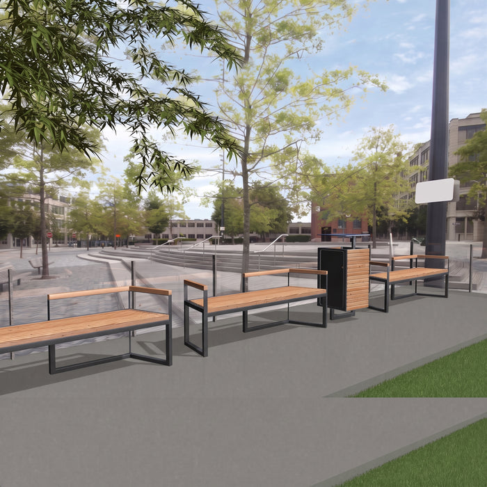 Gewerbefabrik Sitzbank Wernberg Outdoor Bank Parkbank Holz Schwarz RAL 9017 Park