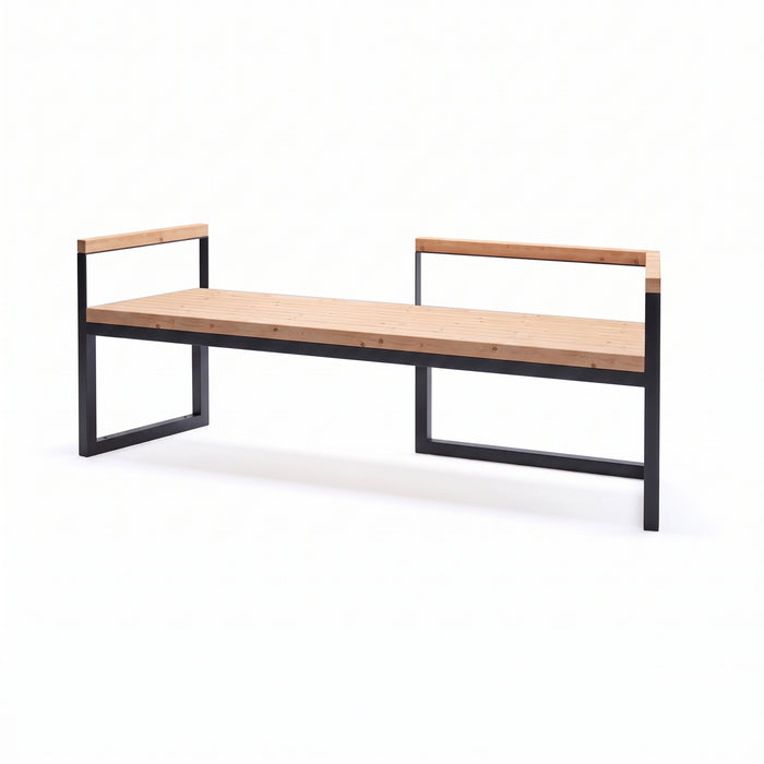 Gewerbefabrik Sitzbank Wernberg Outdoor Bank Parkbank Holz Schwarz RAL 9017