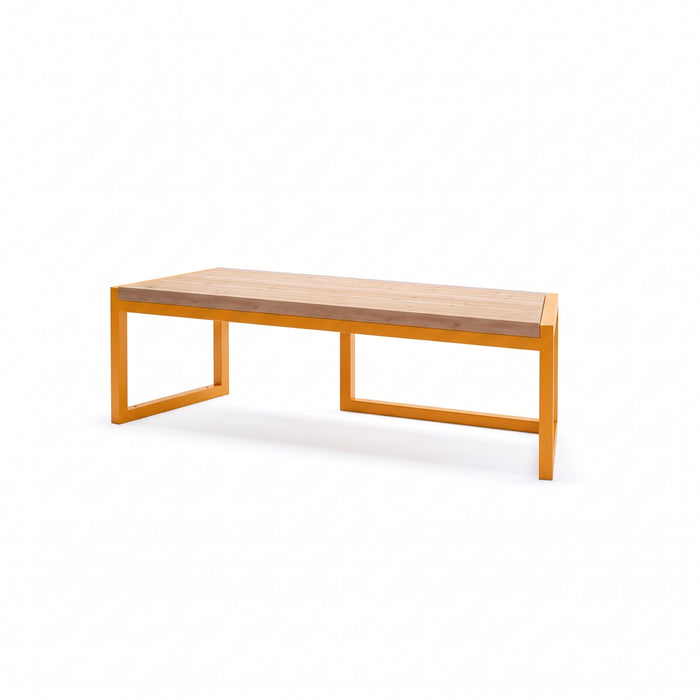 Gewerbefabrik Sitzbank Werne Outdoor Bank Parkbank Holz Gelb RAL 1028
