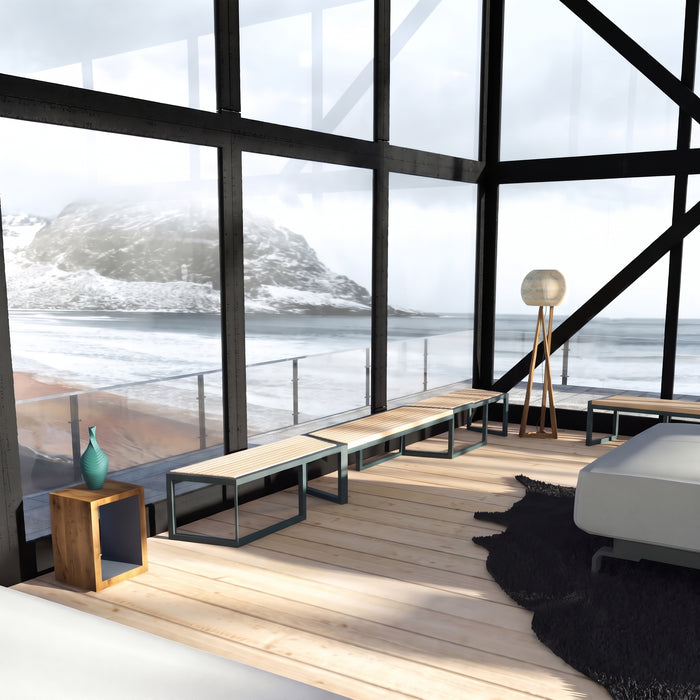 Gewerbefabrik Sitzbank Werne Outdoor Bank Parkbank Holz Grau RAL 7011 Park