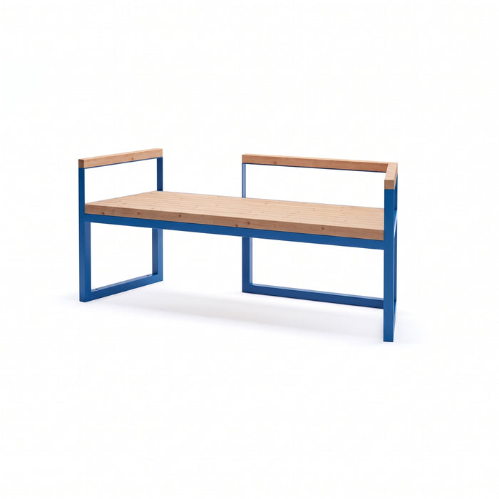 Gewerbefabrik Sitzbank Werneck Outdoor Bank Parkbank Holz Blau RAL 5005