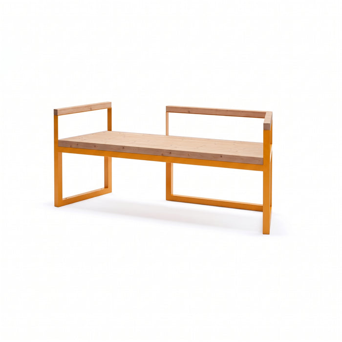 Gewerbefabrik Sitzbank Werneck Outdoor Bank Parkbank Holz Gelb RAL 1028