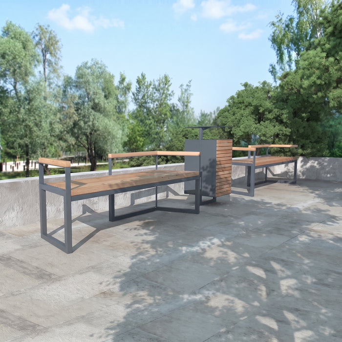 Gewerbefabrik Sitzbank Werneck Outdoor Bank Parkbank Holz Grau RAL 7011 Park