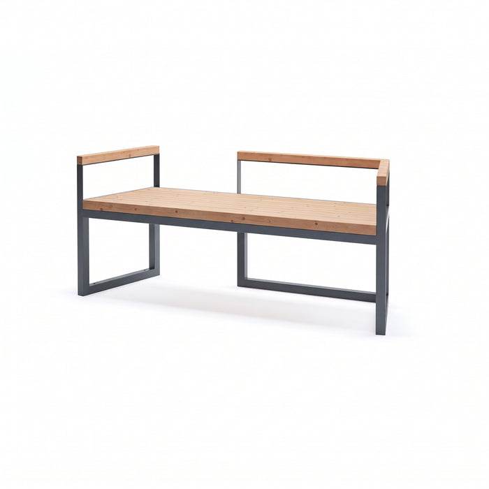 Gewerbefabrik Sitzbank Werneck Outdoor Bank Parkbank Holz Grau RAL 7011