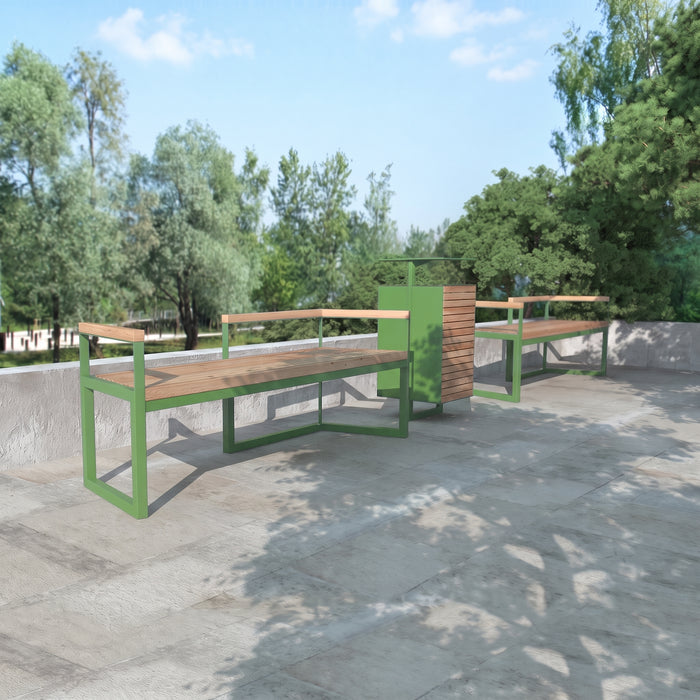 Gewerbefabrik Sitzbank Werneck Outdoor Bank Parkbank Holz Grün RAL 6018 Park
