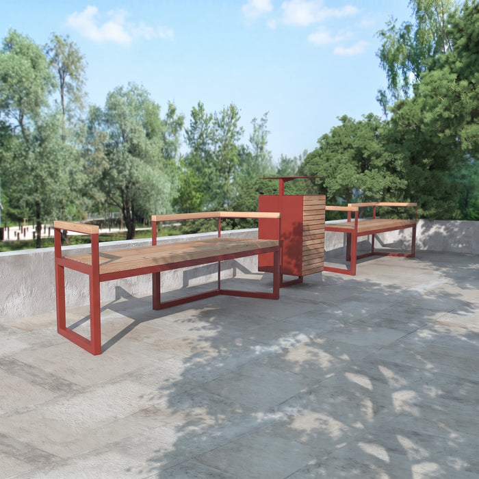 Gewerbefabrik Sitzbank Werneck Outdoor Bank Parkbank Holz Rot RAL 3001 Park