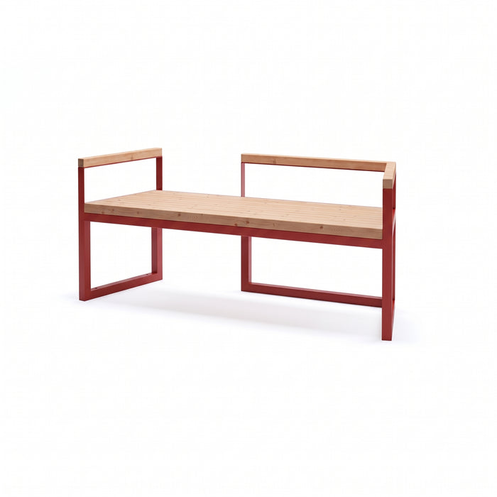 Gewerbefabrik Sitzbank Werneck Outdoor Bank Parkbank Holz Rot RAL 3001