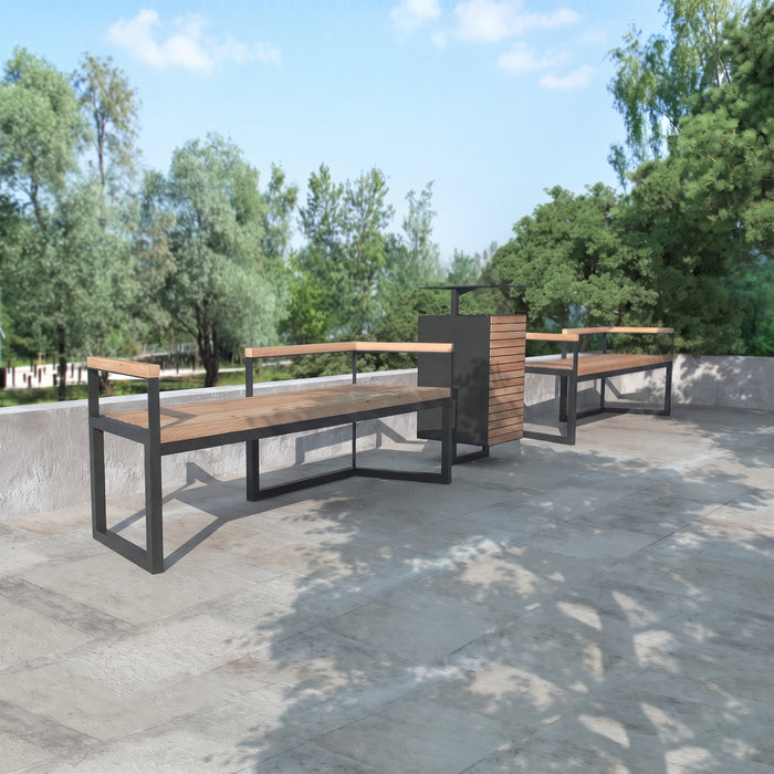 Gewerbefabrik Sitzbank Werneck Outdoor Bank Parkbank Holz Schwarz RAL 9017 Park