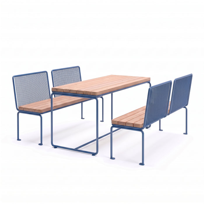 Gewerbefabrik Sitzgruppe Ascheberg Garten Sitz Gruppe Holz Sitzgarnitur Blau RAL 5005