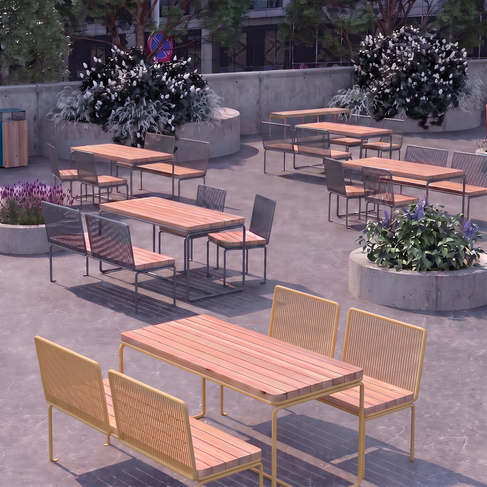Gewerbefabrik Sitzgruppe Ascheberg Garten Sitz Gruppe Holz Sitzgarnitur Gelb RAL 1028 Szene