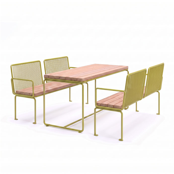 Gewerbefabrik Sitzgruppe Ascheberg Garten Sitz Gruppe Holz Sitzgarnitur Grün RAL 6018 Armlehne